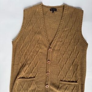Women’s Tinkuy tan alpaca wool retro vest size XL